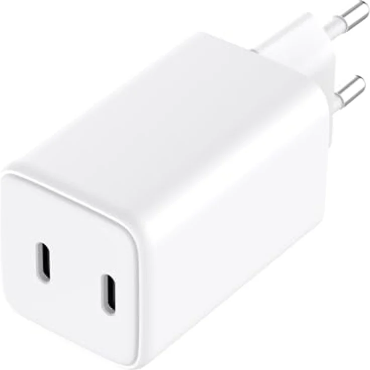 Sandberg AC Charger Dual USB-C PD65W, kompaktes USB-Ladegerät mit 2 Anschlüssen, Weiss – Bild 2