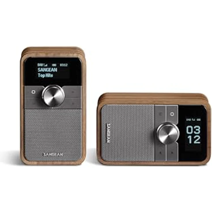 SANGEAN DDR-8 Tragbares DAB+ Radio mit Bluetooth 5.2, rotierendem OLED-Display und Echtholzfurnier-Gehäuse in Vintage Walnuss, integrierter Akku, 20 Senderplätze – Bild 4