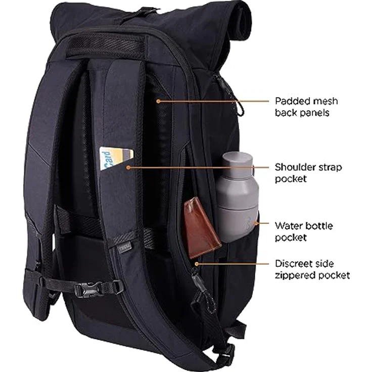 Thule Paramount Laptop-Rucksack 27L, schwarz, für Laptops bis 17 Zoll, wasserabweisend mit Rolltop-Verschluss und organisierten Fächern – Bild 4