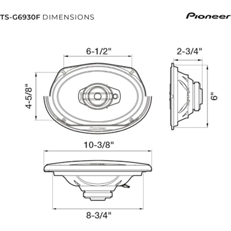 Pioneer TS-G6930F 3-Wege-Lautsprecher, 15,2 x 22,9 cm, 400 W Einbau-Lautsprecher - 45 Watt – Bild 7