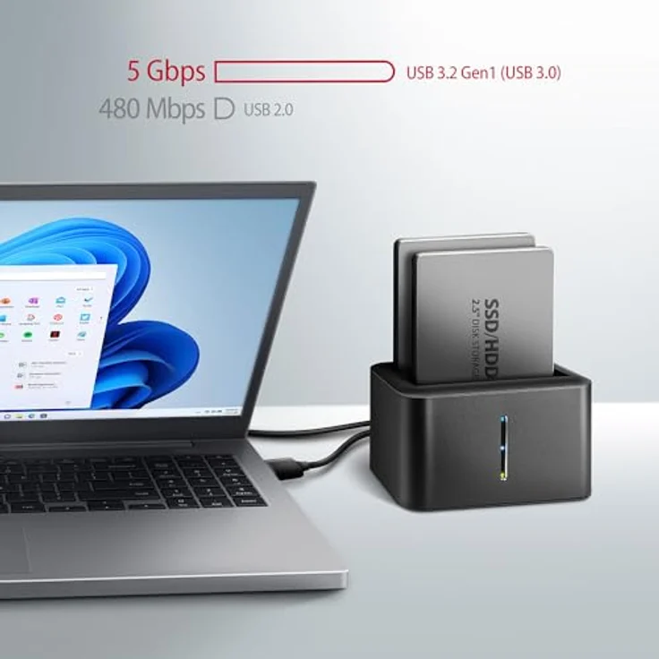 Axagon ADSA-D25 SuperSpeed USB DUAL 2.5" SSD/HDD Mini Dock, Aluminium, unterstützt 2x 2.5" SATA II/III, eigenständige Klonfunktion, Schwarz – Bild 4