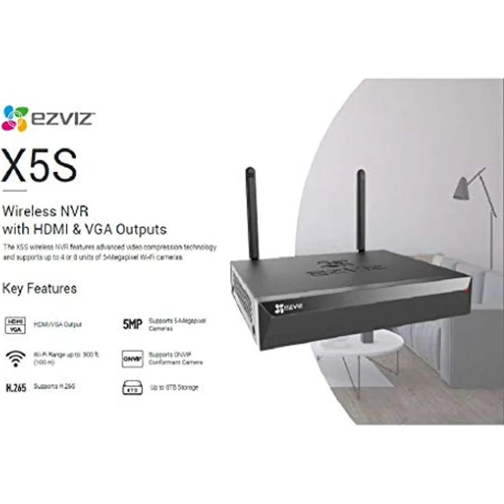 EZVIZ X5S-8W Webcam, USB, Fast Ethernet + WiFi, kabellos – Bild 3