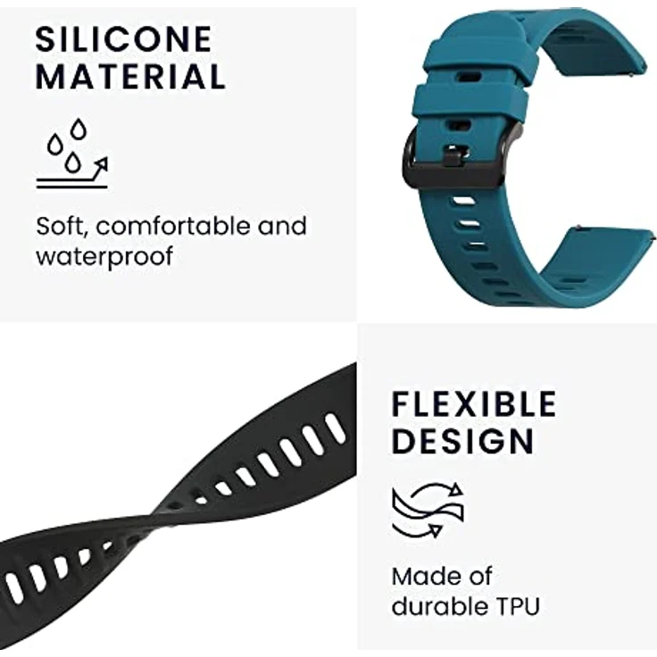 kwmobile 2X Sportarmband Set für AGPTEK LW11, flexibles TPU Silikon, verstellbar von 14-22 cm, in verschiedenen Farben – Bild 3