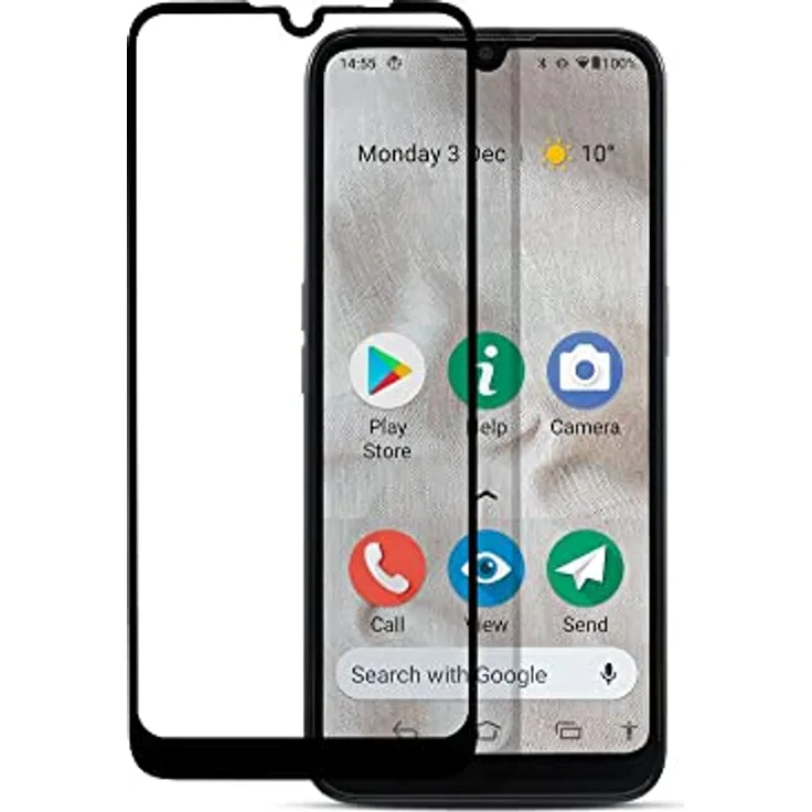 Doro 8100 Displayschutzfolie aus Hartglas, Kratzschutz 9H, einfach anzubringen, schwarz