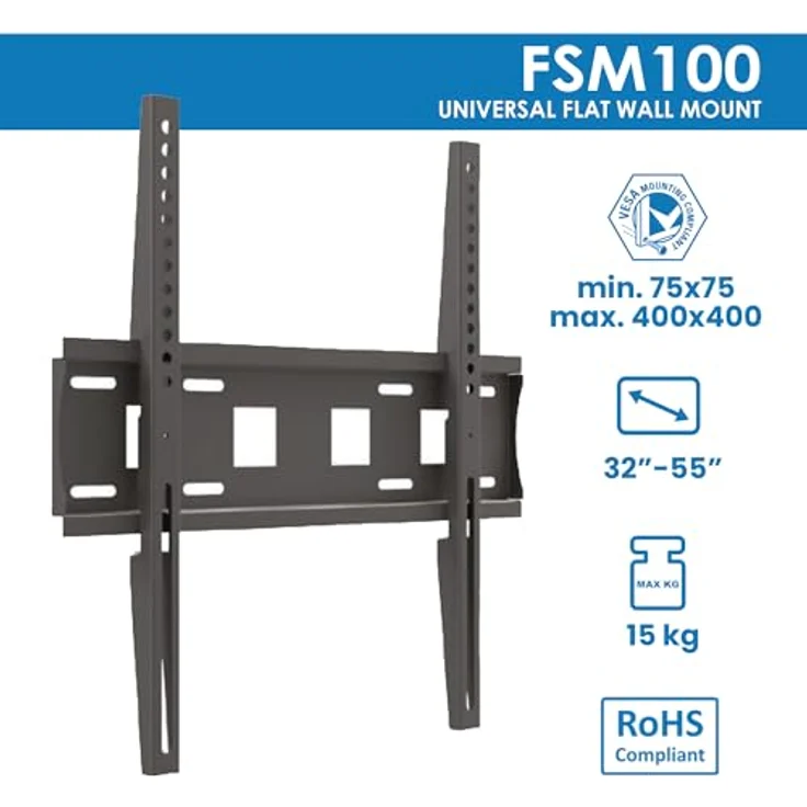 Edbak Wandhalterung, TV Halterung mit maximaler VESA 400x400 Kompatibilität, für 32-55 Zoll Bildschirme, bis zu 15kg, in modernem Design – Bild 2