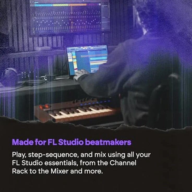 Novation FLkey 2 61, USB MIDI-Keyboard mit 61 halbgewichteten Tasten, 9 Fadern, 16 Pads und integrierten Arpeggiator, schwarz – Bild 5