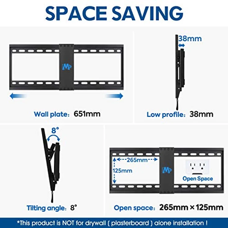Mounting Dream TV Wandhalterung Neigbar Halterung für die meisten 42-70 Zoll LED, LCD und Plasma TVs bis zu VESA 600x400 mm und 60 kg, inklusive 6 ft. HDMI-Kabel, MD2268-LK-02 – Bild 3