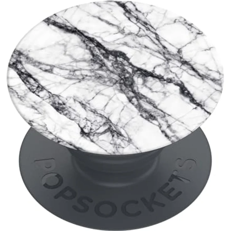 PopSockets PopGrip Ausziehbarer Halterung und Griff für Smartphones und Tablets, Fingerhalter in Basic White Stone Marble mit kabelloser Ladefähigkeit und stabiler Halterung – Bild 1