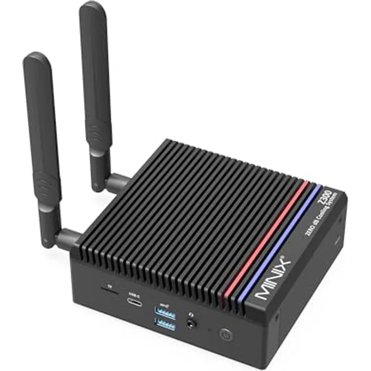 Minix NEO Z300-0DB Mini-PC, Intel Alder Lake-N N300, 512GB SSD, Dual 4K Support, passives Kühlsystem, Wi-Fi 6, Schwarz
