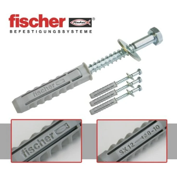 Premium X Schraubensatz für Wandmontage 4X Schraube 8x80mm Fischer Dübel Ø 12mm U-Scheibe Wand-Befestigung SAT-Halterung – Bild 2