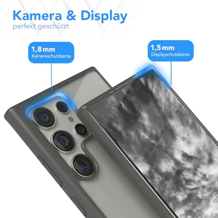 EAZY CASE Clear Hybrid Bumper Hülle, Ultra Aufprallschutz für Samsung Galaxy S24 Ultra, stoßfest und kratzfest, dünne Schutzhülle mit Kameraschutz, Anthrazit Grau – Bild 3