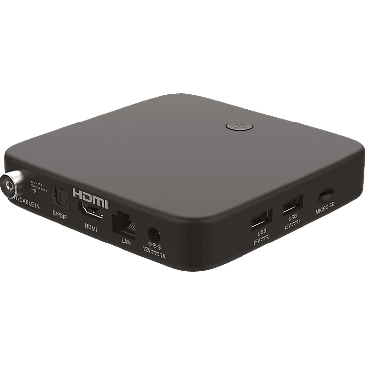 STRONG SRT 423 - 3 IN 1 SMART TV BOX mit T2/ C Tuner Smart Box (DVB-T2 HD, DVB-C, DVB-C2, Schwarz)