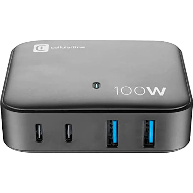 Cellularline - Multipower Magnus 100W - 4 Ports Gan 100W -Netzwerk -Ladegerät - 2 18W USB -Anschlüsse und 2 100W USB -C -Anschlüsse - GaN -Technologie - ideal für Smartphones, Tablets und Laptops – Bild 2