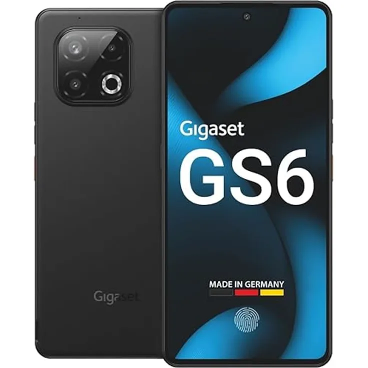 Gigaset GS6 Smartphone – 128GB + 8GB RAM, 6,67" FHD+ OLED-Display mit 120Hz, 64+8+2MP Triple-Kamera, 5.300mAh Akku, Android 15, Made in Germany, schwarz