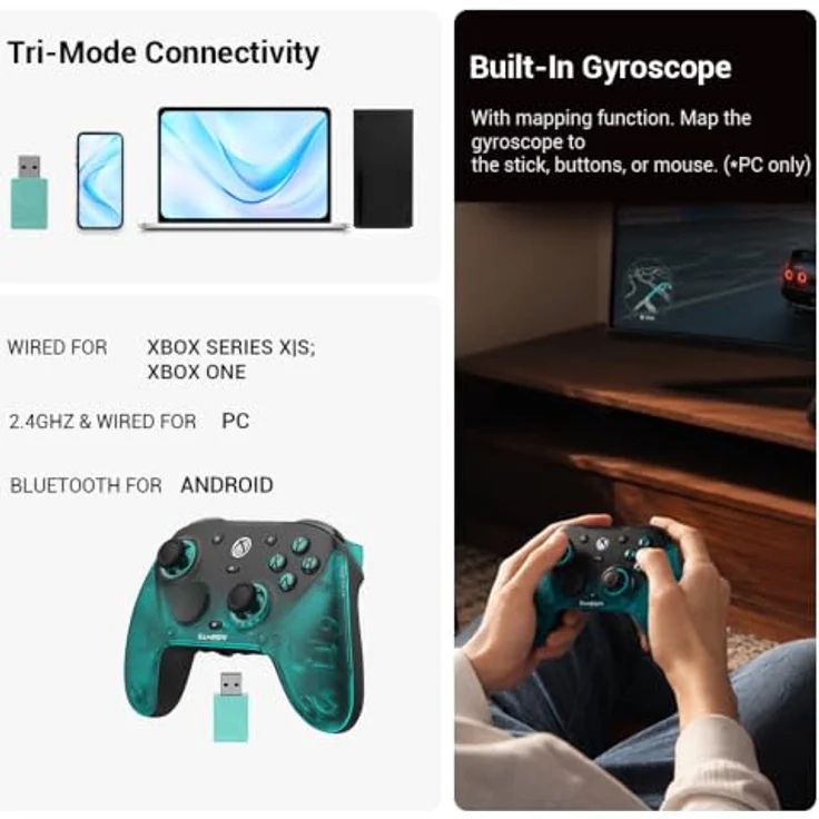 GameSir G7 Pro Aimlabs Controller mit Ladestation, 1000Hz, TMR Joysticks, verstellbare Trigger & 4 programmierbare Tasten, Cyan Design für Xbox Series X|S, Xbox One, Windows 10/11 & Android – Bild 2