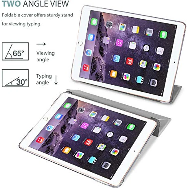 ProCase Hülle für iPad Air 2 (A1566/A1573), Leichte Stand Schutzhülle mit Translucent Frosted Rückseite, Automatischer Schlaf/Aufwach-Funktion - Metallic – Bild 5
