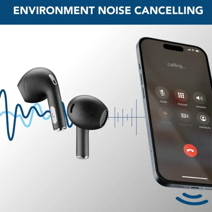 cellularline | Crystal | TWS Bluetooth 5.0 Kabelloser In-Ear-Kopfhörer mit Ladebox – Umgebungsgeräuschunterdrückung – Sprechzeit: 3,5 Stunden – Aufladen: 1,5 Stunden – Reichweite: 10 m Schwarz – Bild 4