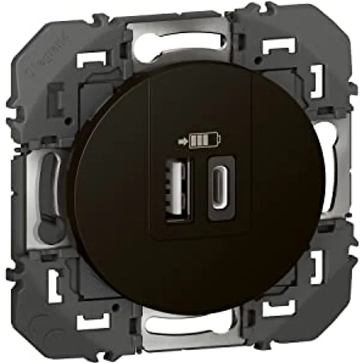 Legrand - Doppel-Ladegerät USB Typ A + Typ C Dooxie 3A schwarz – Blisterverpackung