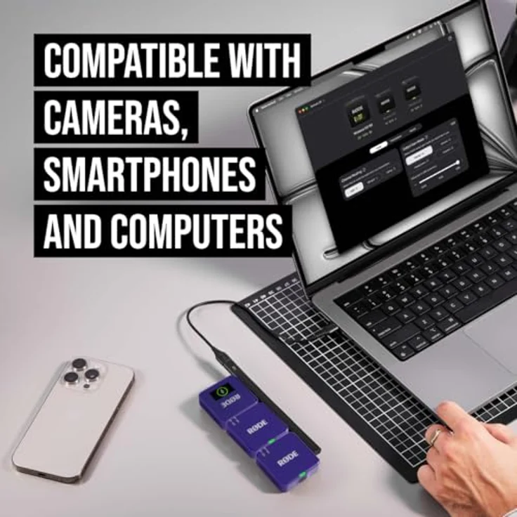RØDE Wireless GO (Gen 3), Kompakter kabelloser Mikrofon mit 32-Bit Float Aufnahme, automatischer Pegelregelung und universeller Kompatibilität, violett – Bild 4