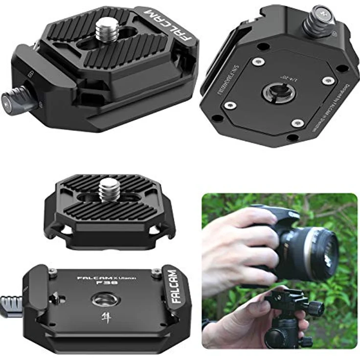 FALCAM F38 Kamera Schnellwechselplatte, Arca-Swiss-kompatibel mit 1/4" und 3/8" Schraubenlöchern, robust und langlebig bis 15 kg Tragkraft – Bild 1