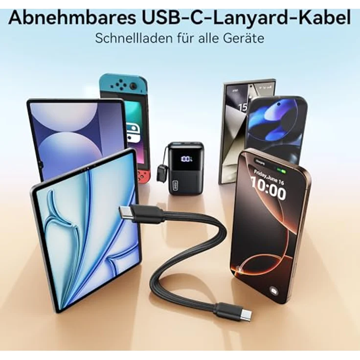 INIU Mini Power Bank 10000mAh, 45W Schnellladegerät mit USB-C Kabel, kompatibel mit iPhone 16/15/14/13, Samsung, Google, MacBook und iPad – Bild 5