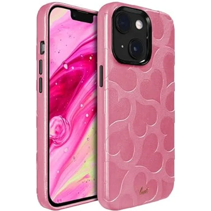 LAUT - Motif Hülle kompatibel mit iPhone 14 (6.1") [kompatibel mit MagSafe] - Pink Hearts