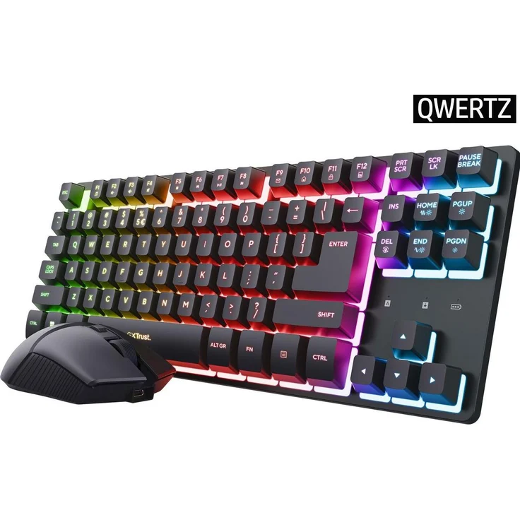Trust GXT832 THADO, Gaming Tastatur und Maus Set mit RGB-Hintergrundbeleuchtung, Schwarz