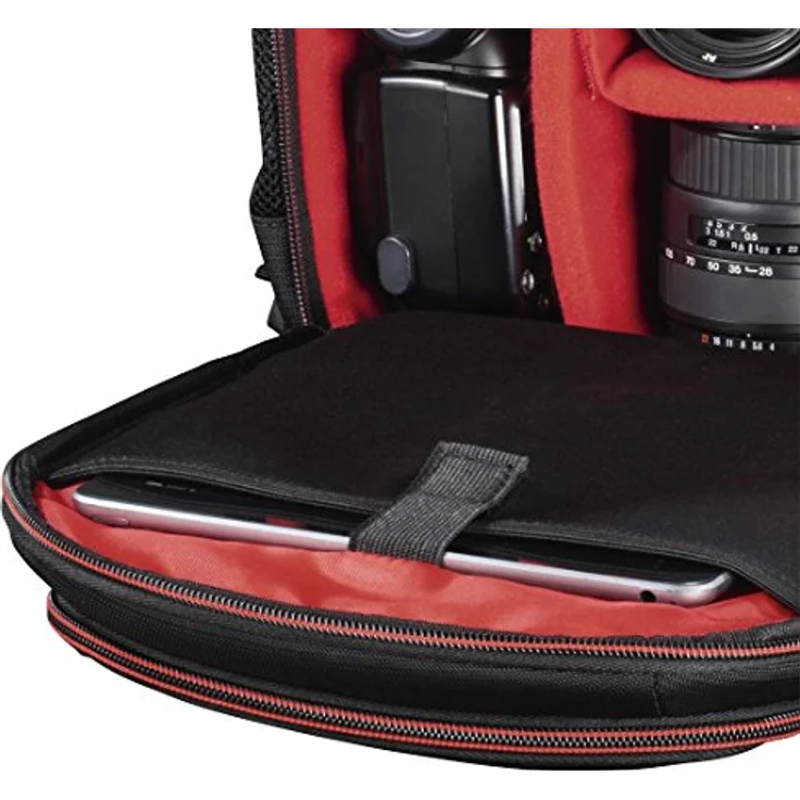 'Hama Miami Rucksack schwarz, rot ? Bezug (Rucksack, Universal, schwarz, rot, Polyester, staubgeschützt, spritzwassergeschützte, 25,6 cm (10.1)) – Bild 3