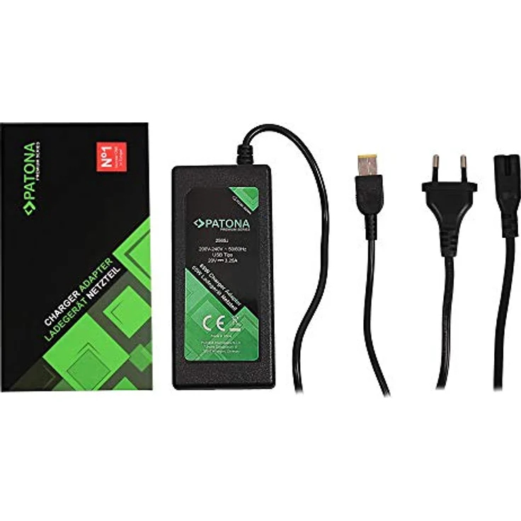 Patona Premium Adapter (65 W) für Notebooks, Hochleistungs-Netzteil in Schwarz mit Sicherheitsvorkehrungen – Bild 1