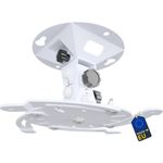 EDBAK Deckenhalterung für Projektor, Neigbar -25° bis +25°, bis 30 kg belastbar, mit Kabelmanagementsystem, Weiß