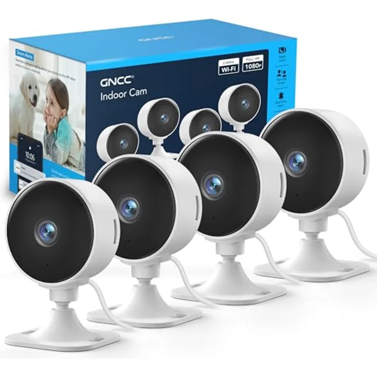 GNCC 4 Pack Überwachungskamera Innen, 1080P HD, Nachtsicht bis 10m, 2.4G Wi-Fi, Zwei-Wege-Audio – Bild 1