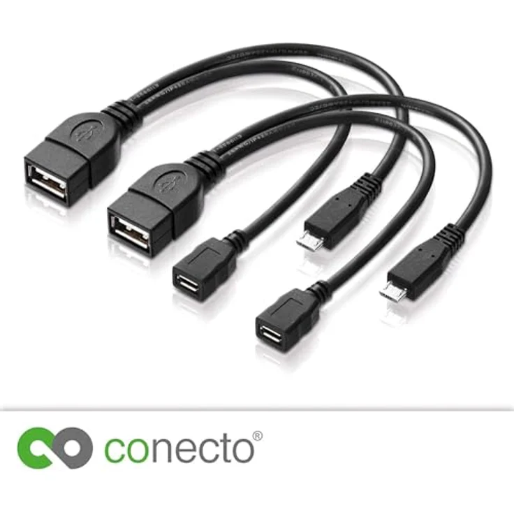 conecto 2X USB-OTG Adapter-Kabel Micro-USB 2.0-Stecker USB-Buchse Typ A + Strom-Anschluss für Externe Festplatte und andere Geräte – Bild 3
