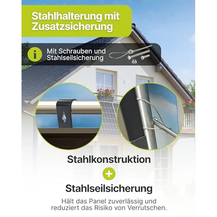 Schwaiger Geländer-Montage Set für 2 Solar Module, doppelte Sicherung bis 25 kg, schwarz – Bild 3