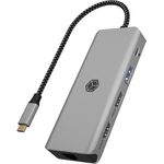 ICY BOX USB-C Docking Station IB-DK4012-CPD, 9-in-1 für 2 Monitore (2X HDMI), 4K 60Hz, USB 3.0 HUB, 100W Power Delivery, Gigabit Ethernet, SD Kartenleser