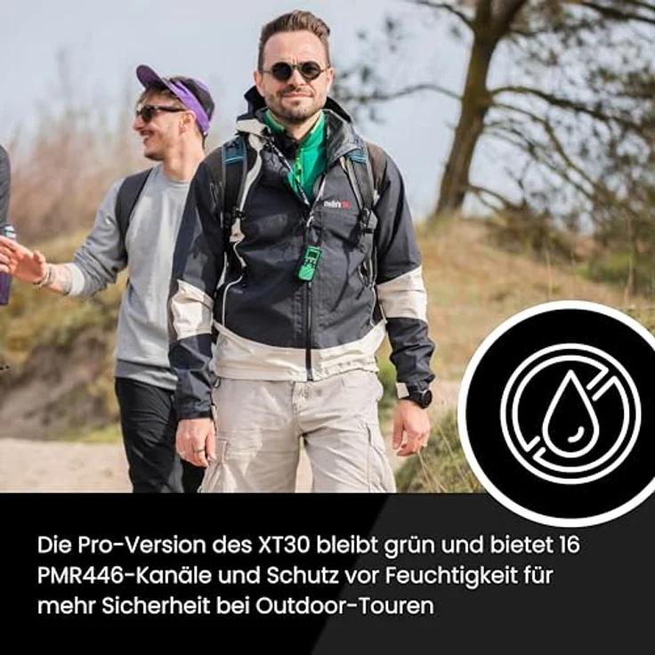 MIDLAND XT30 Pro Walkie Talkie, 16 PMR446-Kanäle, Reichweite bis zu 6 km, spritzwassergeschützt, Schwarz/Grün – Bild 8