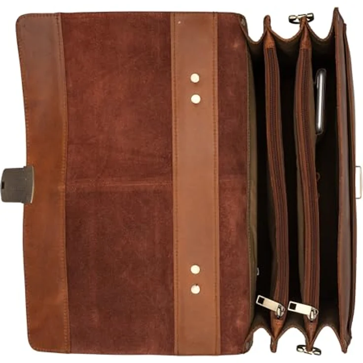 Burkely Vintage Dean Aktentasche, 100% Leder, 38 cm x 18 cm x 29 cm, braun – Bild 3