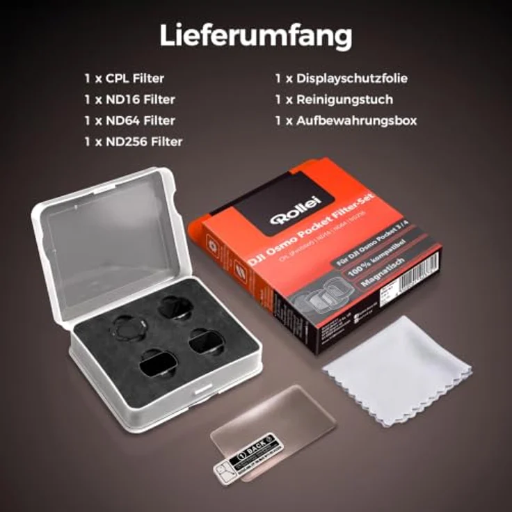 Rollei Filter-Set CPL, ND16, ND64, ND256 für DJI Osmo Pocket 3/4, Magnetisches Design, optisches Glas, leichte Handhabung – Bild 7