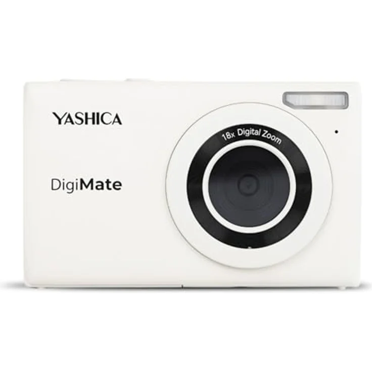 Yashica DigiMate Digitalkamera, 4K Kamera für Fotografie, Digitale Point und Shoot Kamera mit 18X Zoom, Unterstützt Micro SD Karten, Mini Digitalkamera für Teenager Mädchen Jungen - Off White – Bild 1