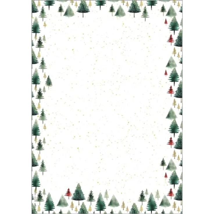 SIGEL Weihnachtsbriefpapier Little Pines A4, 100 Blatt, Tannenbaum-Motiv in Grün/Weiß, FSC-zertifiziert, geeignet für InkJet- und Laser-Drucker – Bild 1
