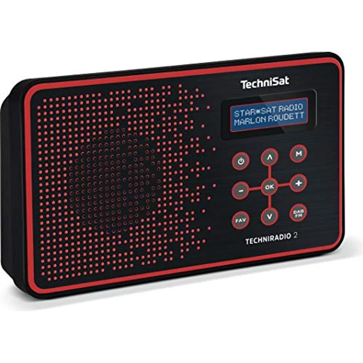TechniSat TECHNIRADIO 2 Digital-Radio mit Favoritenspeicher, mobiles DAB+ und UKW-Radio, Kopfhöreranschluss, Netz- oder Batteriebetrieb, perfektes Taschenradio für unterwegs, schwarz-rot – Bild 2