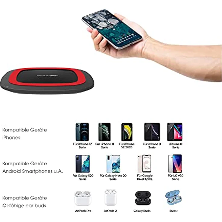 Realpower 257639 wireless Charger schwarz-rot – Bild 2