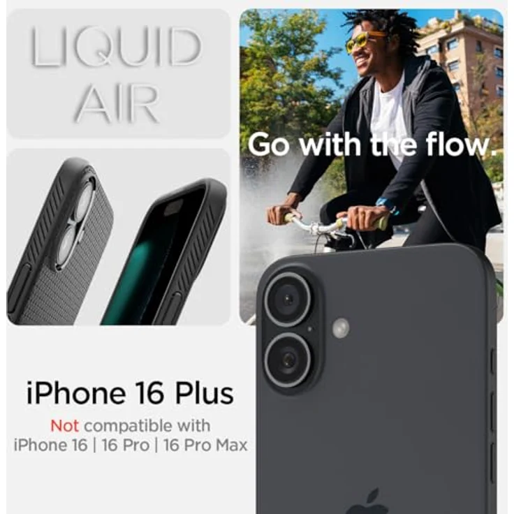 Spigen iPhone 16 Plus Hülle [rutschfest] Liquid Air Case -Schwarz – Bild 2