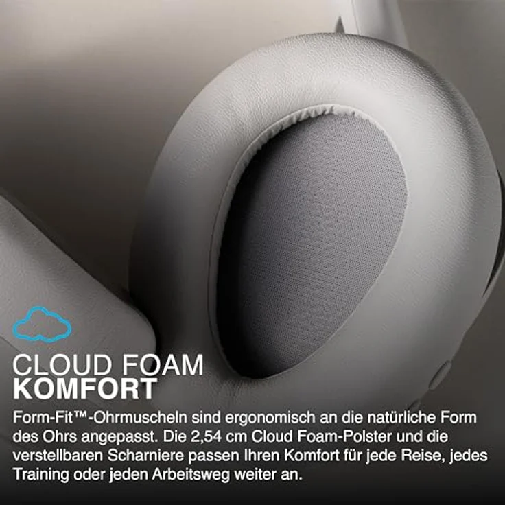 JLab JBuds LUX ANC Smart-Kopfhörer mit aktivem Noise Cancelling, Over-Ear, 70+ Stunden Spielzeit, faltbares Design, Bluetooth (Wolkenweiß) – Bild 2