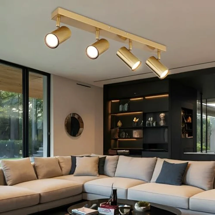 Globo Deckenstrahler 4 flammig Deckenlampe gold Wohnzimmerlampe Deckenleuchte, bewegliche Spots, 4x GU10 Fassungen, LxBxH 56x6x12 cm – Bild 2