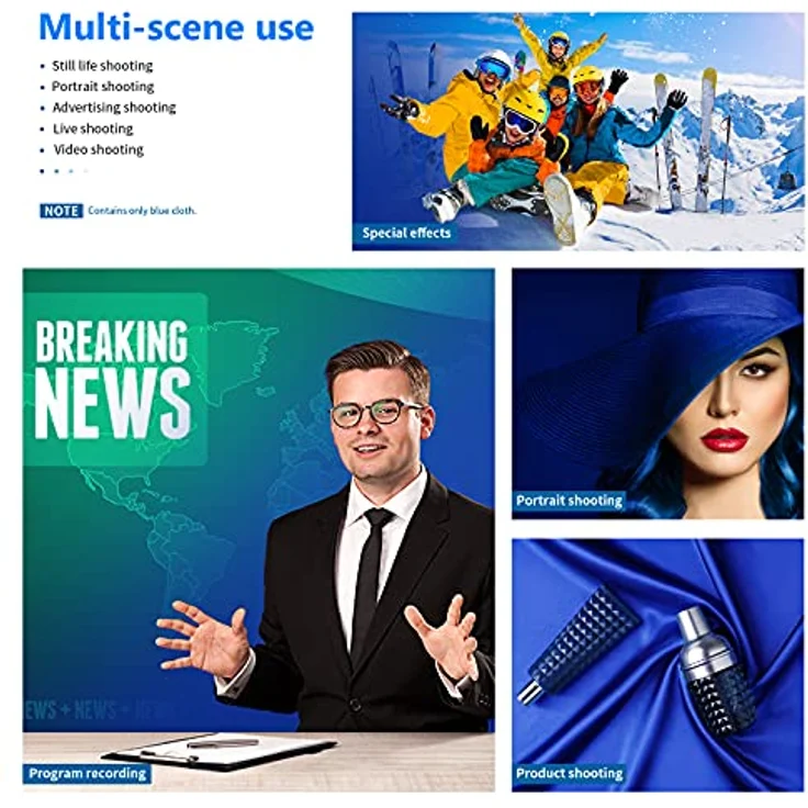 Neewer 1,8 x 2,8 M / 6 x9ft Foto Studio 100% reine Musselin Faltbare Hintergrund-Hintergrund für Fotografie, Video und TV-Geräte (nur Hintergrund) - BLAU - Preisvergleich – Bild 5