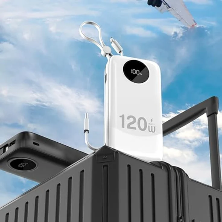Dudao K13Pro 20000mAh Powerbank mit integrierten Kabeln, Schnellladeunterstützung und LED-Anzeige, Weiß – Bild 5