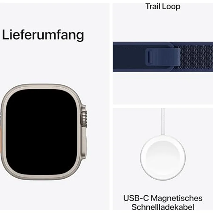 Apple Watch Ultra 2 GPS + Cellular, 49 mm Titangehäuse, Trail Loop Blau – S/M – Bild 6