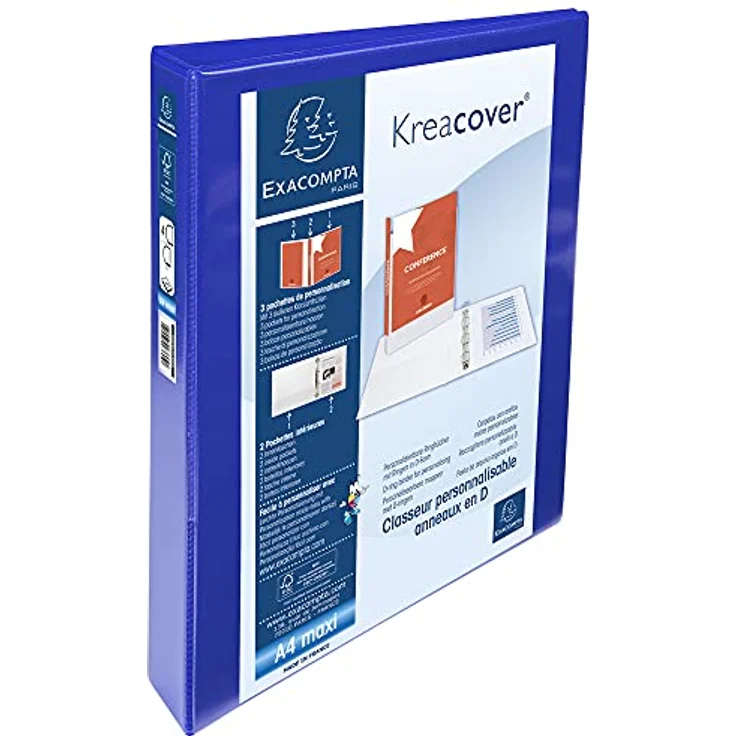 EXACOMPTA Präsentationsordner Kreacover, Kunststoff, 4 Ringe, DIN A4, blau – Bild 2
