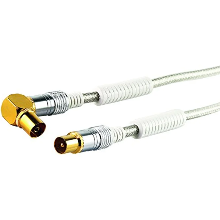 Schwaiger Premium Antennen Anschlusskabel 110 dB mit Ferritkern, 3,0m, transparent, IEC Stecker > 90° IEC Winkelbuchse, 4-Fach Schirmung, 75 Ohm, digital, HDTV, DVB-C-DVB-T2 – Bild 2