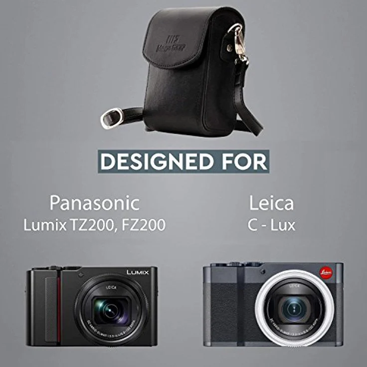 MegaGear MG1428 Panasonic Lumix DC-ZS200, TZ200, Leica C-Lux Leder Kameratasche mit Trageriemen, Schwarz – Bild 6